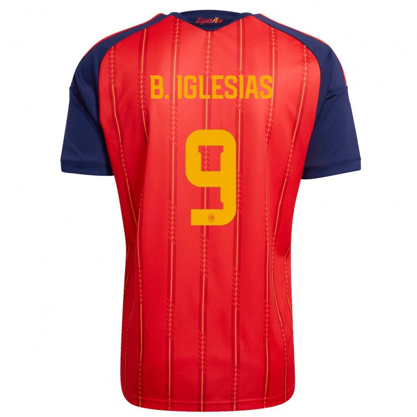 Danxen Kvinnor Spanien Borja Iglesias #9 Röd Marin Gul Hemmatröja Matchtröjor 26-28 Tröjor T-Tröja