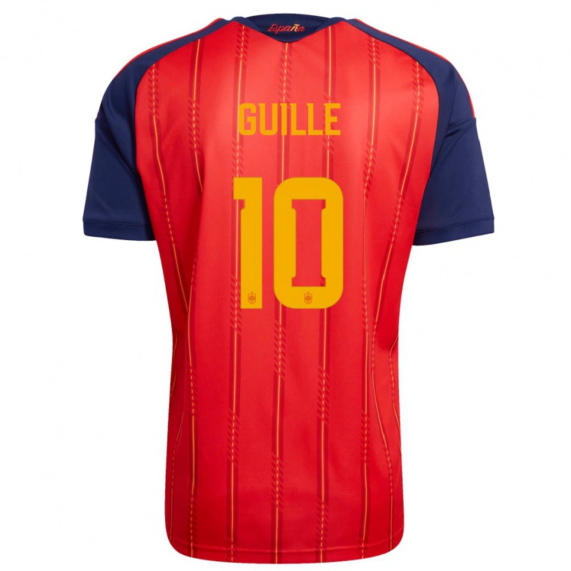 Danxen Kvinnor Spanien Guille Fernández #10 Röd Marin Gul Hemmatröja Matchtröjor 26-28 Tröjor T-Tröja