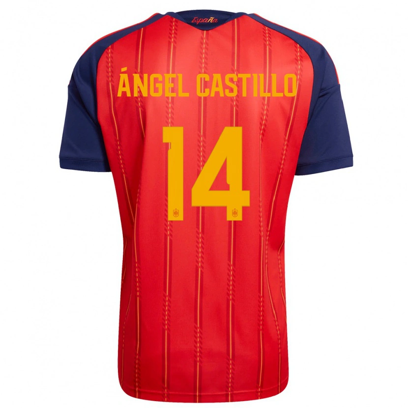 Danxen Kvinnor Spanien Manuel Ángel Castillo #14 Röd Marin Gul Hemmatröja Matchtröjor 26-28 Tröjor T-Tröja