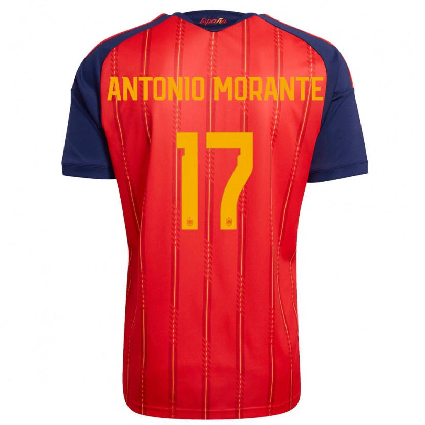 Danxen Kvinnor Spanien José Antonio Morante #17 Röd Marin Gul Hemmatröja Matchtröjor 26-28 Tröjor T-Tröja