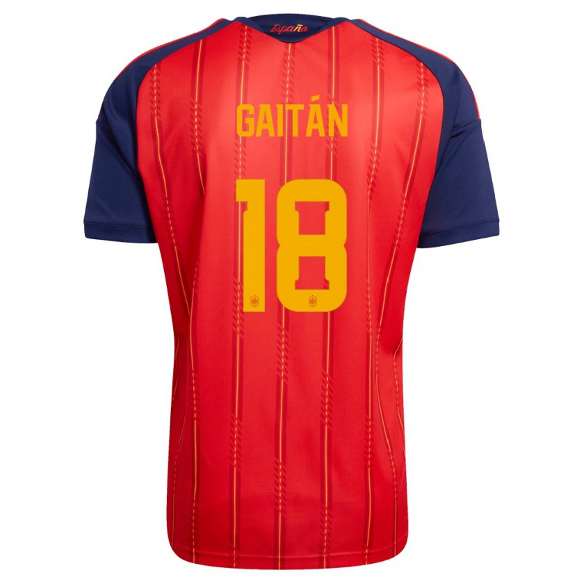 Danxen Kvinnor Spanien Joselillo Gaitán #18 Röd Marin Gul Hemmatröja Matchtröjor 26-28 Tröjor T-Tröja