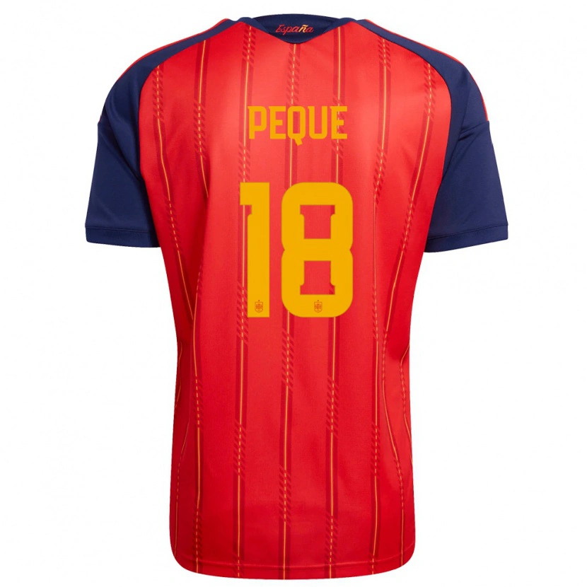 Danxen Kvinnor Spanien Peque Fernández #18 Röd Marin Gul Hemmatröja Matchtröjor 26-28 Tröjor T-Tröja
