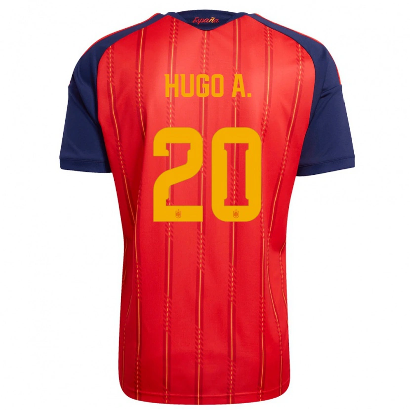 Danxen Kvinnor Spanien Hugo Álvarez #20 Röd Marin Gul Hemmatröja Matchtröjor 26-28 Tröjor T-Tröja