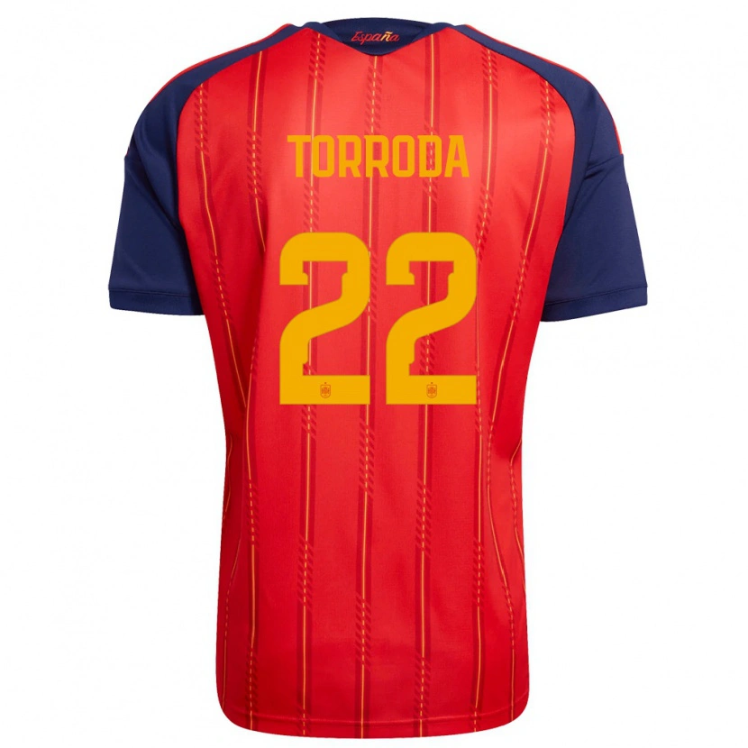 Danxen Kvinnor Spanien Anna Torroda #22 Röd Marin Gul Hemmatröja Matchtröjor 26-28 Tröjor T-Tröja