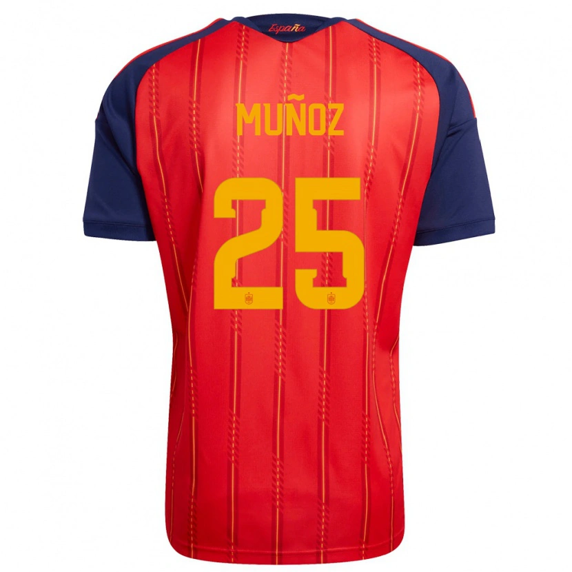 Danxen Kvinnor Spanien Víctor Muñoz #25 Röd Marin Gul Hemmatröja Matchtröjor 26-28 Tröjor T-Tröja