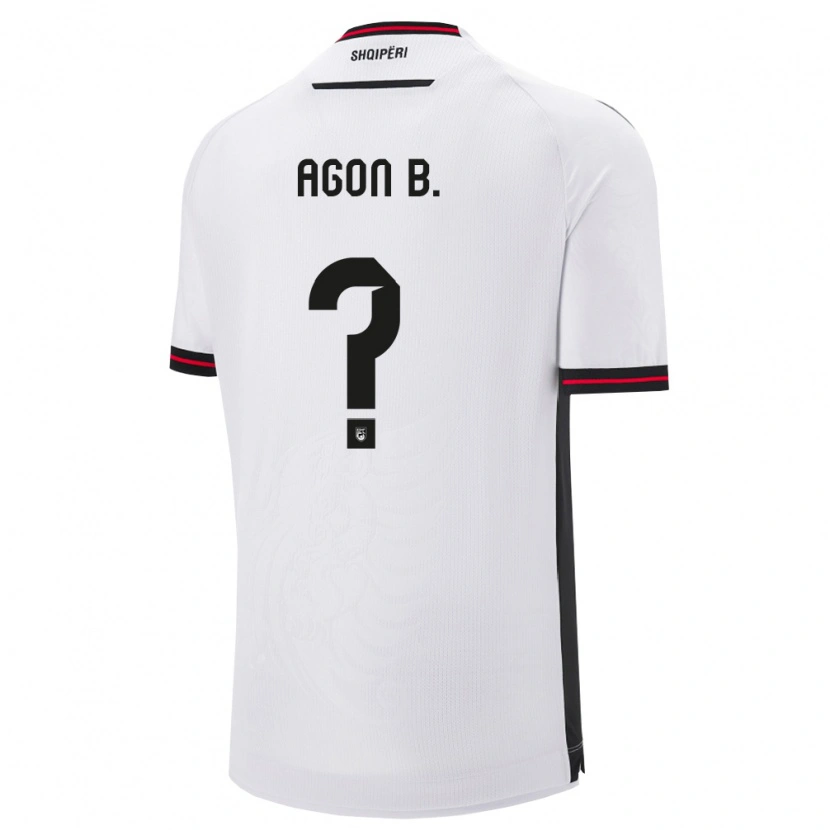 Danxen Kvinnor Albanien Agon Bajrami #0 Vit Svart Bortatröja Matchtröjor 26-28 Tröjor T-Tröja
