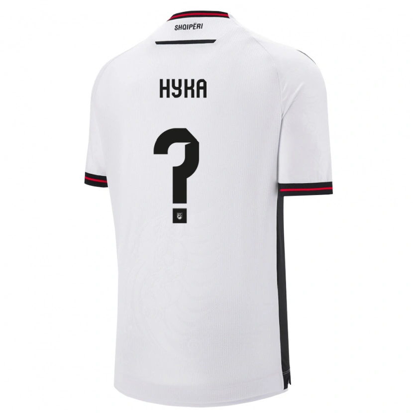 Danxen Kvinnor Albanien Denaldo Hyka #0 Vit Svart Bortatröja Matchtröjor 26-28 Tröjor T-Tröja