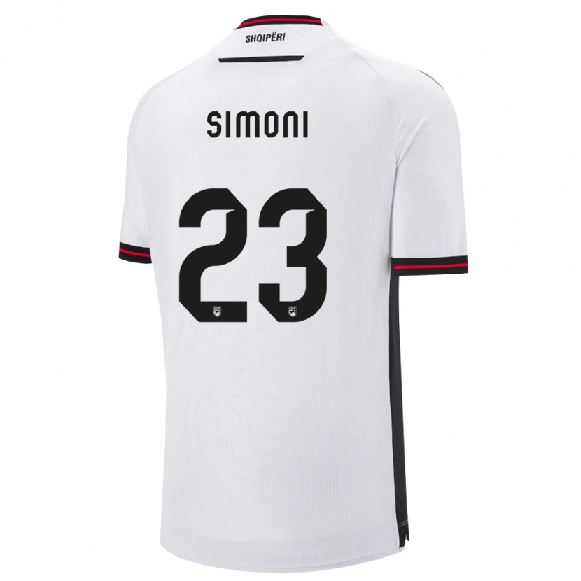 Danxen Kvinnor Albanien Simon Simoni #23 Vit Svart Bortatröja Matchtröjor 26-28 Tröjor T-Tröja