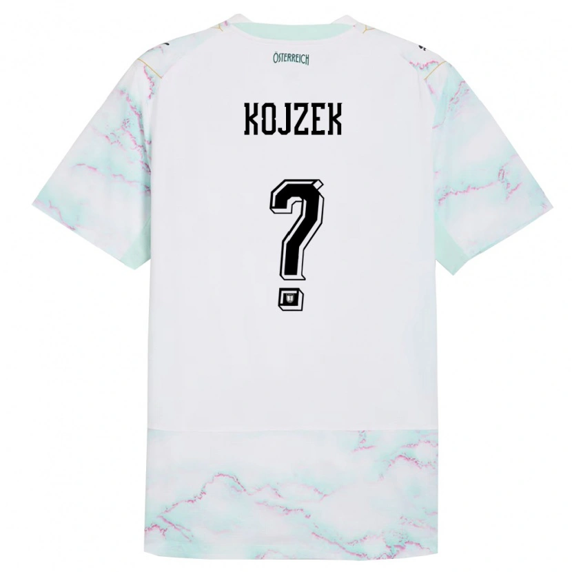 Danxen Kvinnor Österrike Erik Kojzek #0 Vit Grön Guld Bortatröja Matchtröjor 26-28 Tröjor T-Tröja