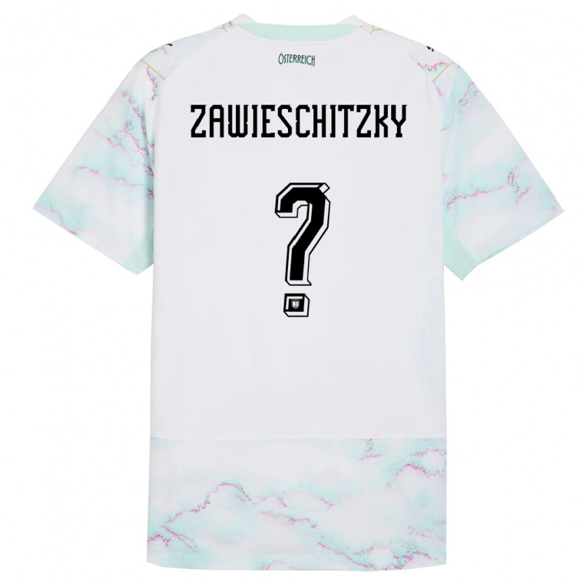 Danxen Kvinnor Österrike Christian Zawieschitzky #0 Vit Grön Guld Bortatröja Matchtröjor 26-28 Tröjor T-Tröja