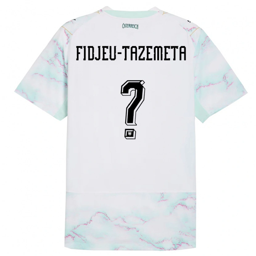 Danxen Kvinnor Österrike Thierry Fidjeu-Tazemeta #0 Vit Grön Guld Bortatröja Matchtröjor 26-28 Tröjor T-Tröja