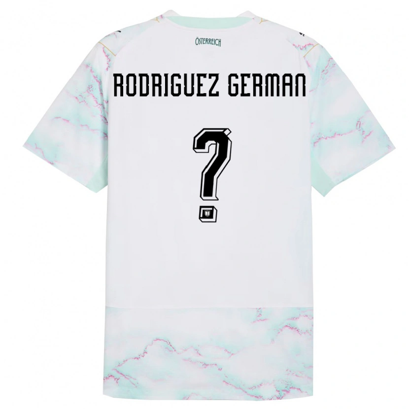 Danxen Kvinnor Österrike Ryan Rodriguez German #0 Vit Grön Guld Bortatröja Matchtröjor 26-28 Tröjor T-Tröja