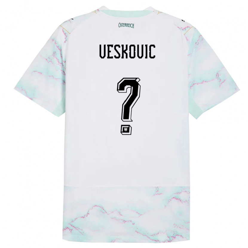 Danxen Kvinnor Österrike David Veskovic #0 Vit Grön Guld Bortatröja Matchtröjor 26-28 Tröjor T-Tröja