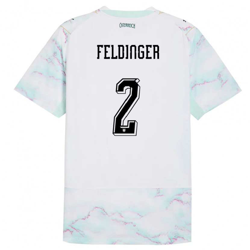 Danxen Kvinnor Österrike Rafael Feldinger #2 Vit Grön Guld Bortatröja Matchtröjor 26-28 Tröjor T-Tröja