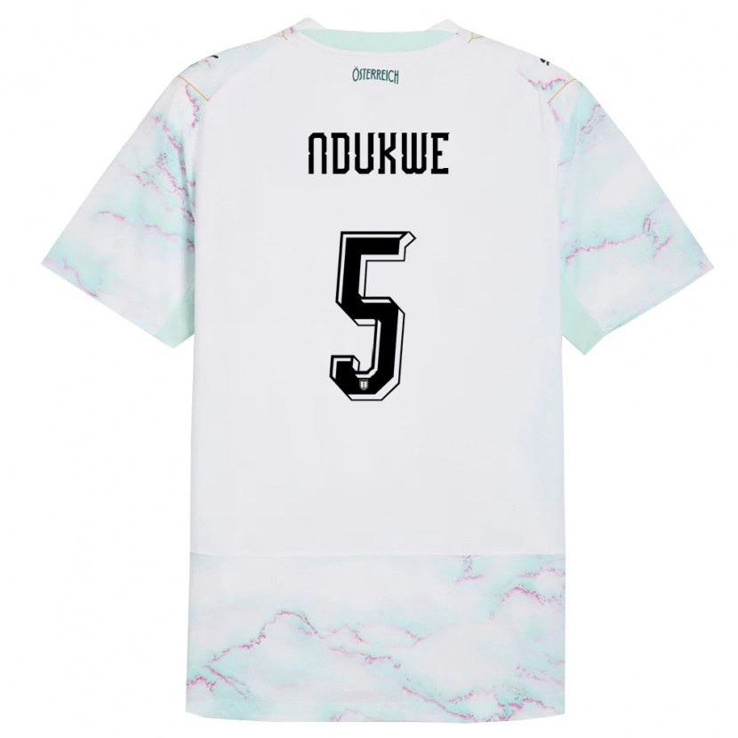 Danxen Kvinnor Österrike Ifeanyi Ndukwe #5 Vit Grön Guld Bortatröja Matchtröjor 26-28 Tröjor T-Tröja