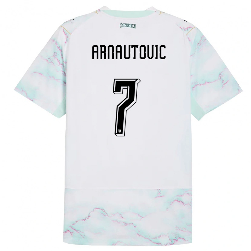 Danxen Kvinnor Österrike Marko Arnautovic #7 Vit Grön Guld Bortatröja Matchtröjor 26-28 Tröjor T-Tröja