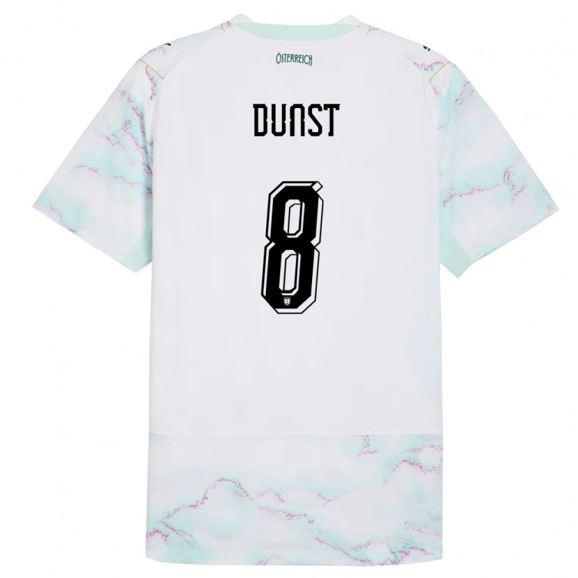 Danxen Kvinnor Österrike Barbara Dunst #8 Vit Grön Guld Bortatröja Matchtröjor 26-28 Tröjor T-Tröja