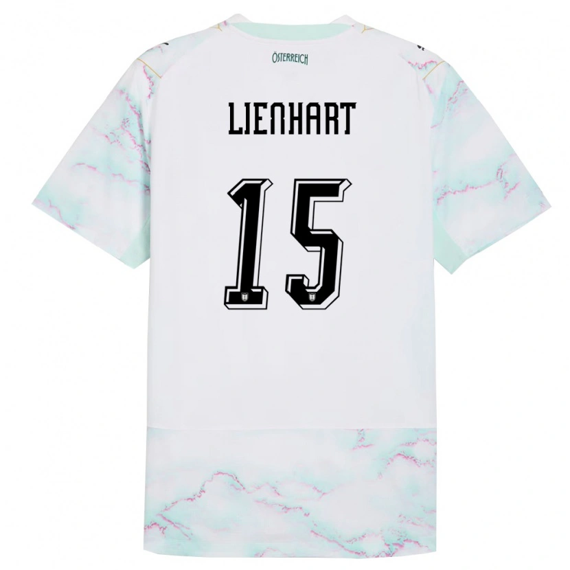 Danxen Kvinnor Österrike Philipp Lienhart #15 Vit Grön Guld Bortatröja Matchtröjor 26-28 Tröjor T-Tröja