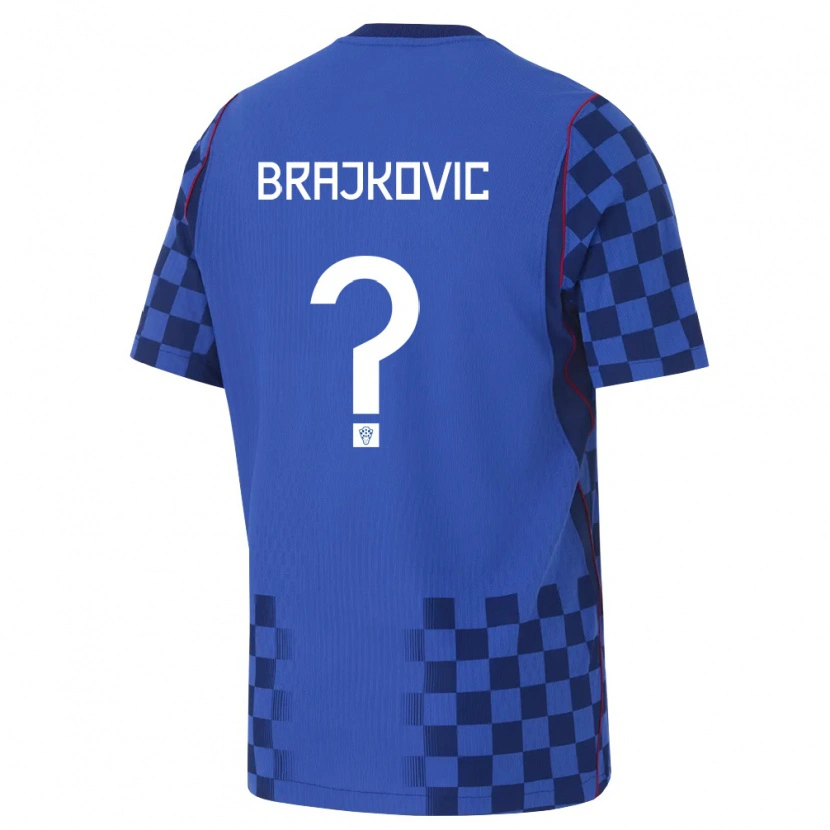Danxen Kvinnor Kroatien Roko Brajkovic #0 Blå Marin Röd Bortatröja Matchtröjor 26-28 Tröjor T-Tröja