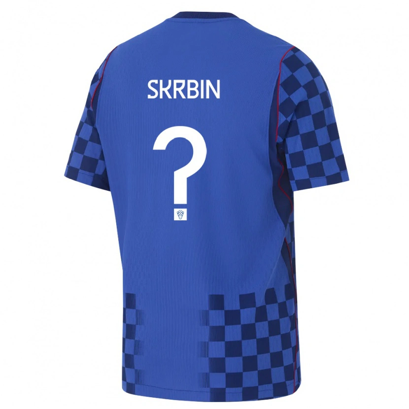 Danxen Kvinnor Kroatien Vinko Skrbin #0 Blå Marin Röd Bortatröja Matchtröjor 26-28 Tröjor T-Tröja