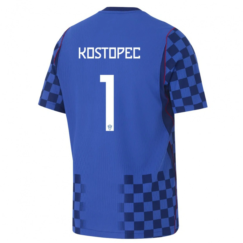 Danxen Kvinnor Kroatien Maroje Kostopec #1 Blå Marin Röd Bortatröja Matchtröjor 26-28 Tröjor T-Tröja