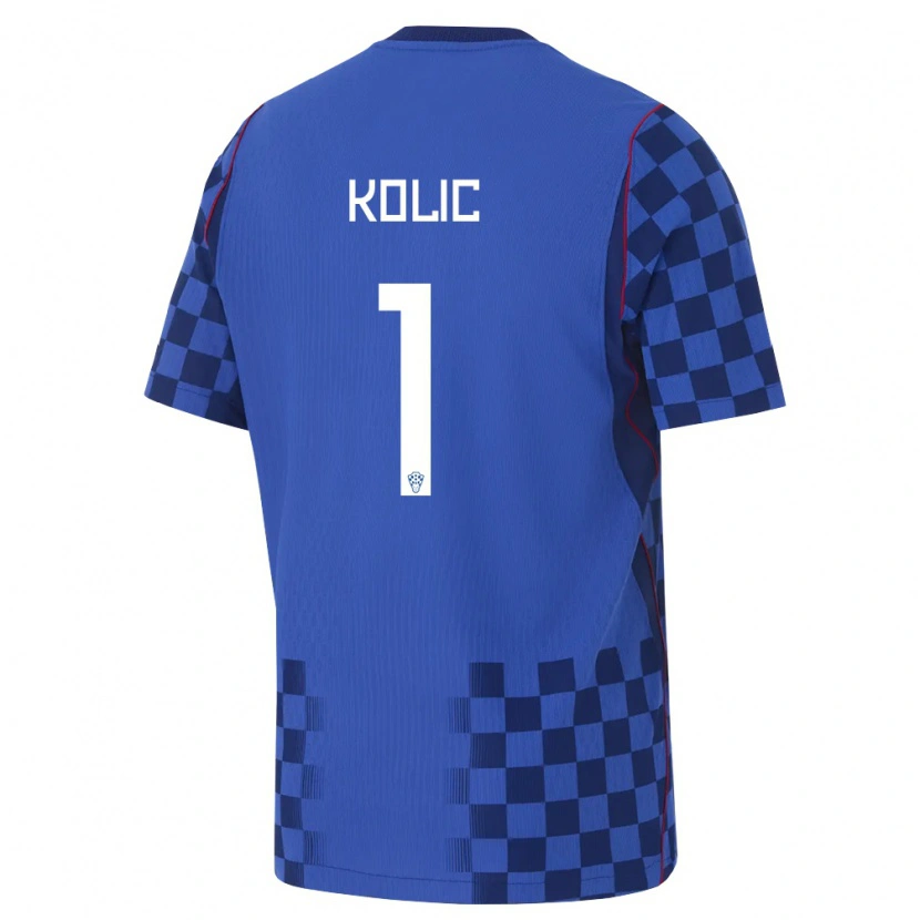 Danxen Kvinnor Kroatien Franko Kolic #1 Blå Marin Röd Bortatröja Matchtröjor 26-28 Tröjor T-Tröja