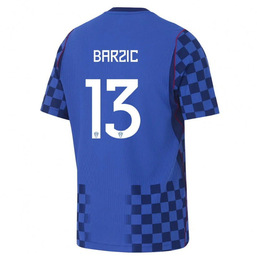 Danxen Kvinnor Kroatien Matia Barzic #13 Blå Marin Röd Bortatröja Matchtröjor 26-28 Tröjor T-Tröja
