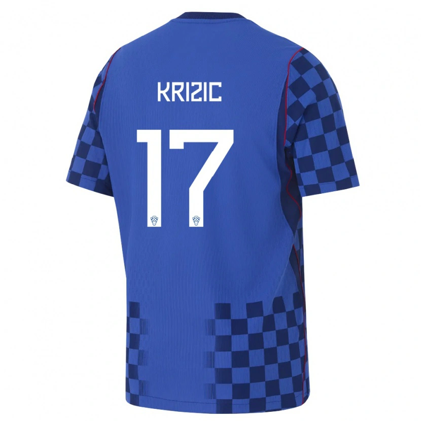 Danxen Kvinnor Kroatien Ivan Krizic #17 Blå Marin Röd Bortatröja Matchtröjor 26-28 Tröjor T-Tröja