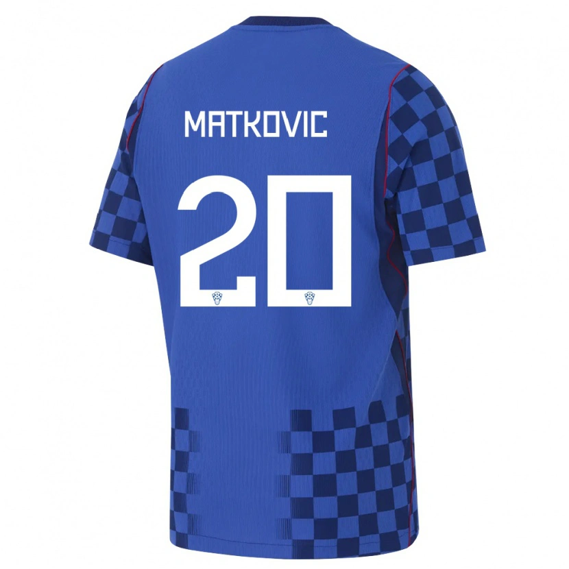 Danxen Kvinnor Kroatien Anton Matkovic #20 Blå Marin Röd Bortatröja Matchtröjor 26-28 Tröjor T-Tröja