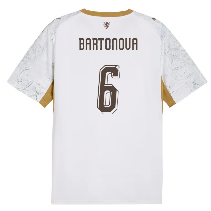 Danxen Kvinnor Tjeckien Eva Bartoňová #6 Off-White Guld Grå Bortatröja Matchtröjor 26-28 Tröjor T-Tröja