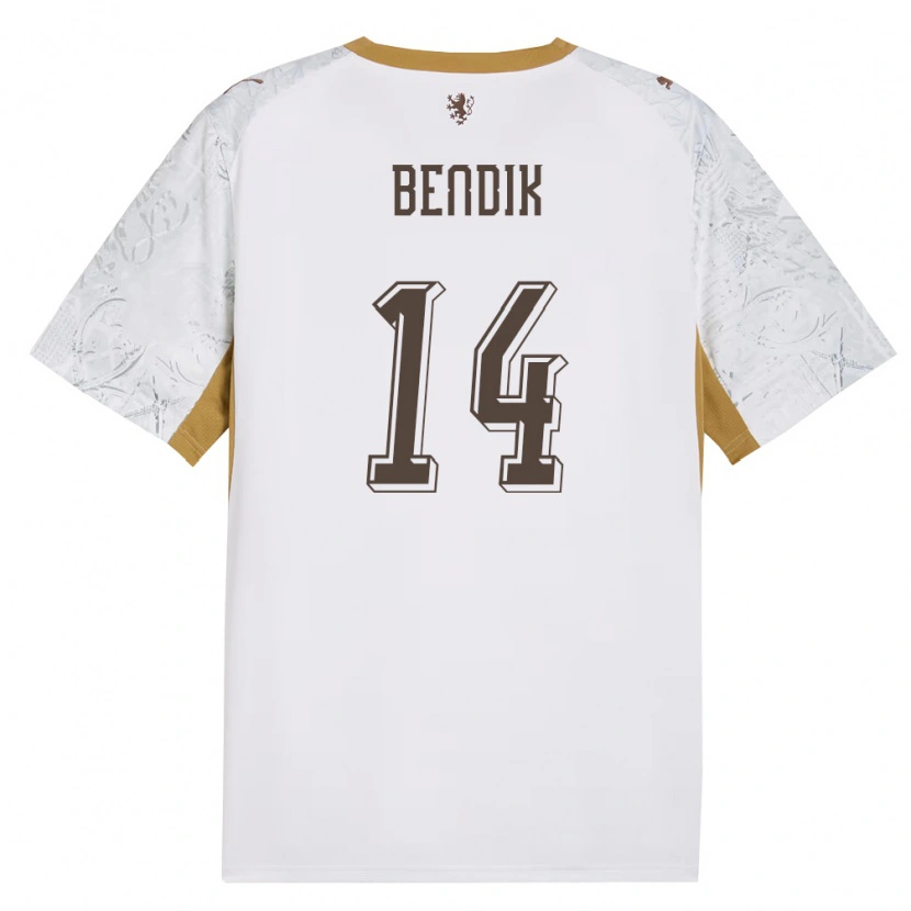 Danxen Kvinnor Tjeckien Filip Bendik #14 Off-White Guld Grå Bortatröja Matchtröjor 26-28 Tröjor T-Tröja