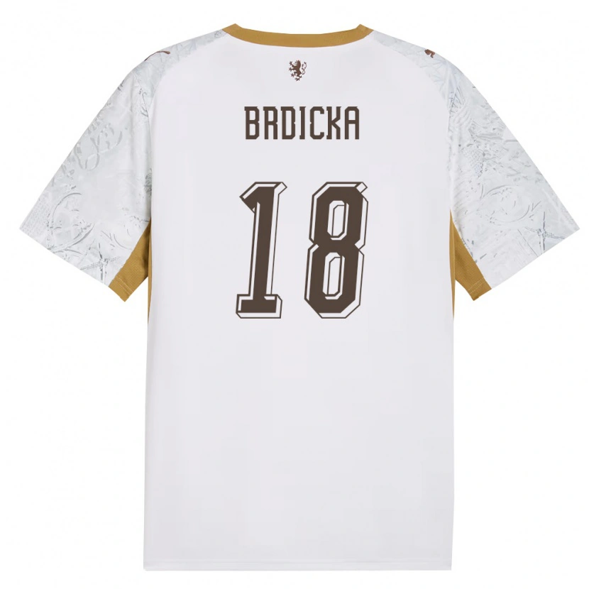 Danxen Kvinnor Tjeckien Filip Brdicka #18 Off-White Guld Grå Bortatröja Matchtröjor 26-28 Tröjor T-Tröja