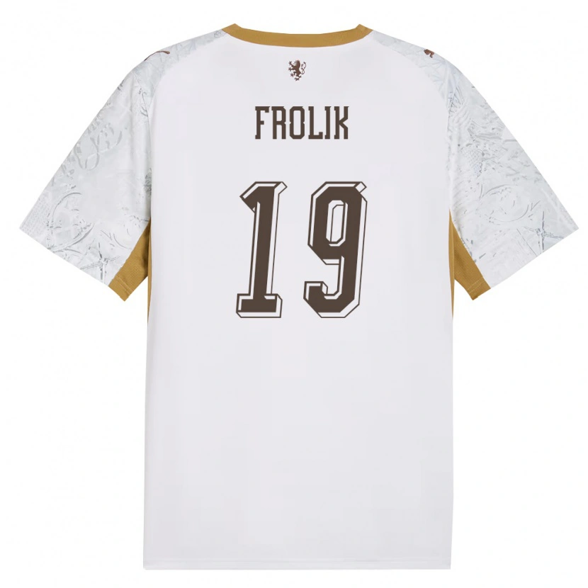 Danxen Kvinnor Tjeckien Ondrej Frolik #19 Off-White Guld Grå Bortatröja Matchtröjor 26-28 Tröjor T-Tröja