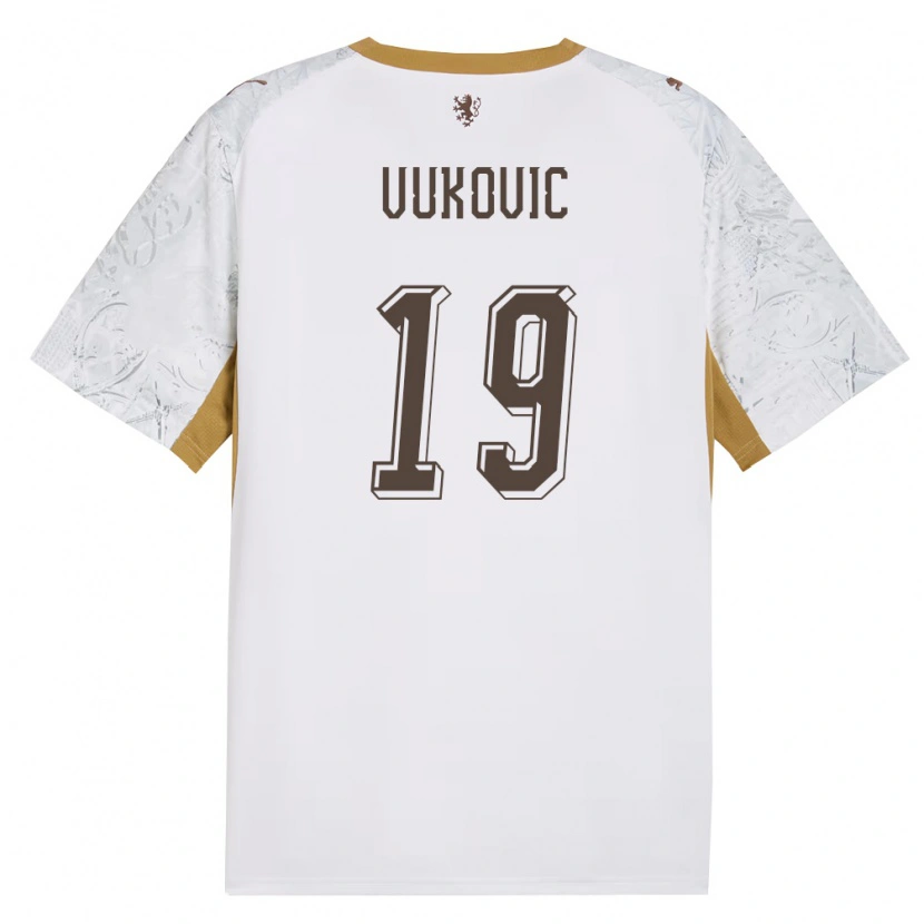 Danxen Kvinnor Tjeckien Kristian Vukovic #19 Off-White Guld Grå Bortatröja Matchtröjor 26-28 Tröjor T-Tröja