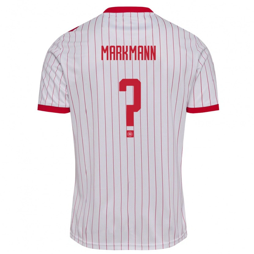 Danxen Kvinnor Danmark Noah Markmann #0 Vit Röd Bortatröja Matchtröjor 26-28 Tröjor T-Tröja