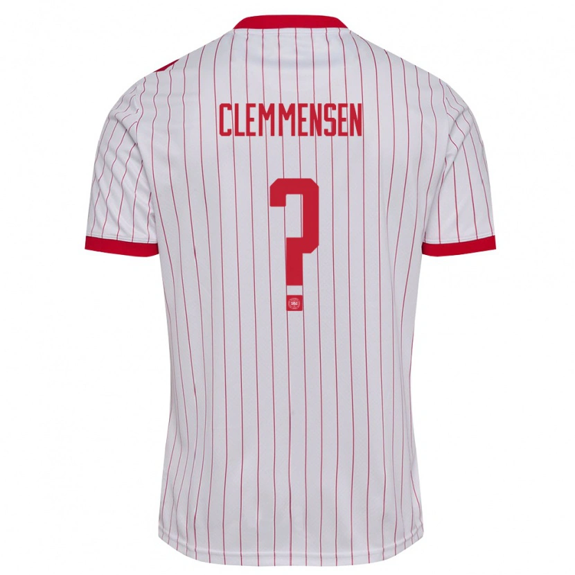 Danxen Kvinnor Danmark Benjamin Clemmensen #0 Vit Röd Bortatröja Matchtröjor 26-28 Tröjor T-Tröja