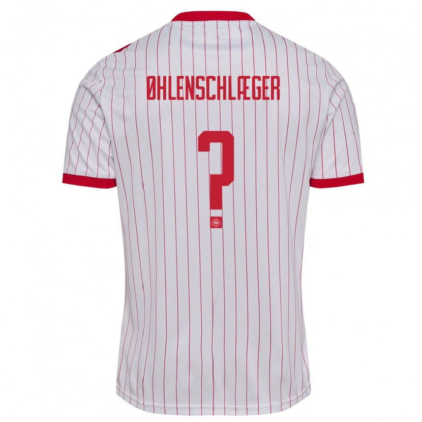 Danxen Kvinnor Danmark Oskar Øhlenschlæger #0 Vit Röd Bortatröja Matchtröjor 26-28 Tröjor T-Tröja