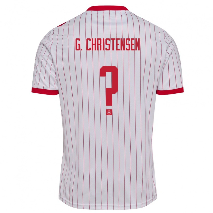 Danxen Kvinnor Danmark Gustav Christensen #0 Vit Röd Bortatröja Matchtröjor 26-28 Tröjor T-Tröja