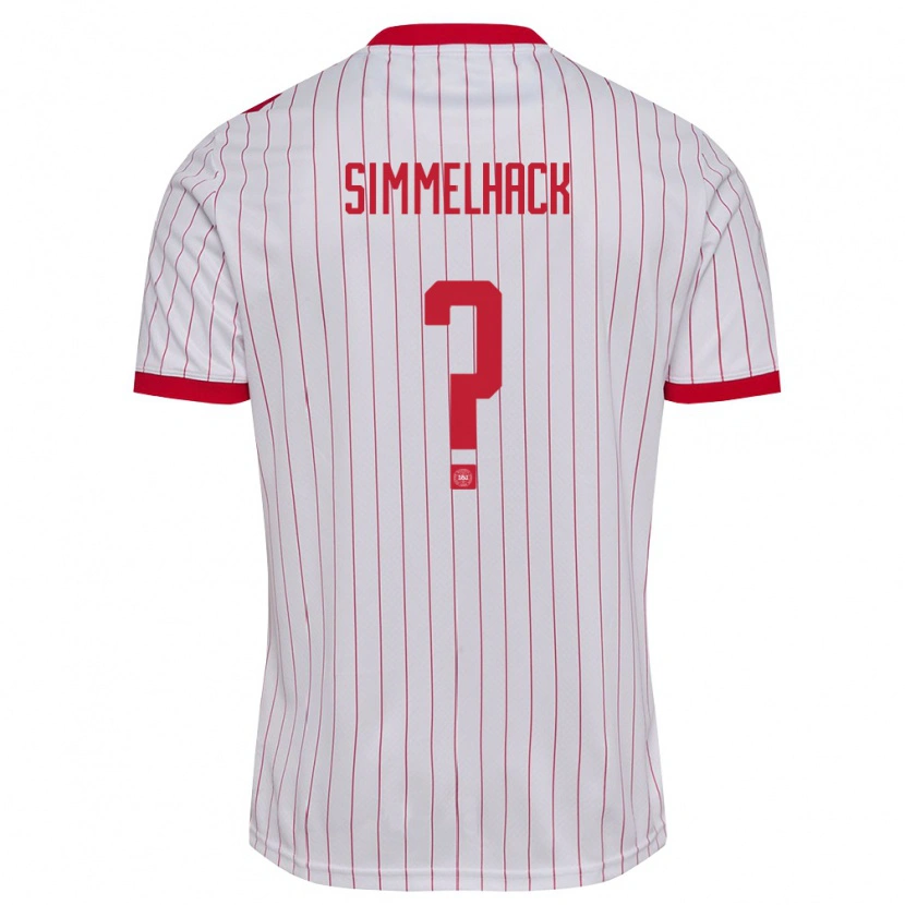Danxen Kvinnor Danmark Alexander Simmelhack #0 Vit Röd Bortatröja Matchtröjor 26-28 Tröjor T-Tröja