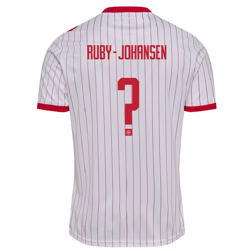 Danxen Kvinnor Danmark Gustav Ruby-Johansen #0 Vit Röd Bortatröja Matchtröjor 26-28 Tröjor T-Tröja