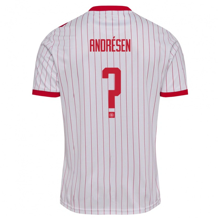 Danxen Kvinnor Danmark Aske Andrésen #0 Vit Röd Bortatröja Matchtröjor 26-28 Tröjor T-Tröja