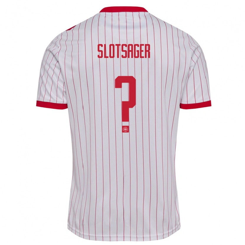 Danxen Kvinnor Danmark Tobias Slotsager #0 Vit Röd Bortatröja Matchtröjor 26-28 Tröjor T-Tröja