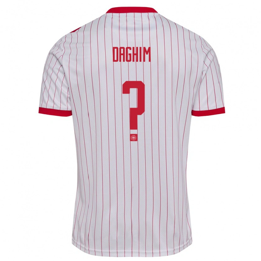 Danxen Kvinnor Danmark Adam Daghim #0 Vit Röd Bortatröja Matchtröjor 26-28 Tröjor T-Tröja