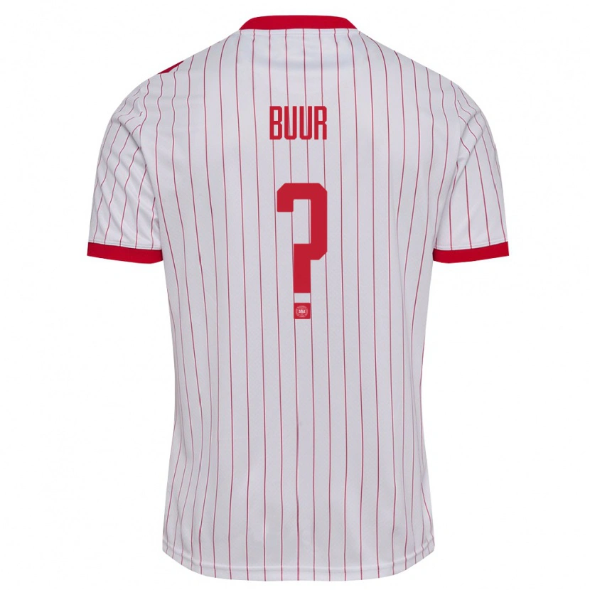 Danxen Kvinnor Danmark Oscar Buur #0 Vit Röd Bortatröja Matchtröjor 26-28 Tröjor T-Tröja