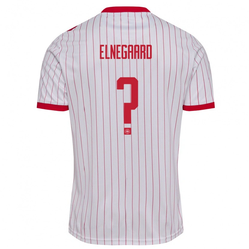Danxen Kvinnor Danmark Tobias Elnegaard #0 Vit Röd Bortatröja Matchtröjor 26-28 Tröjor T-Tröja
