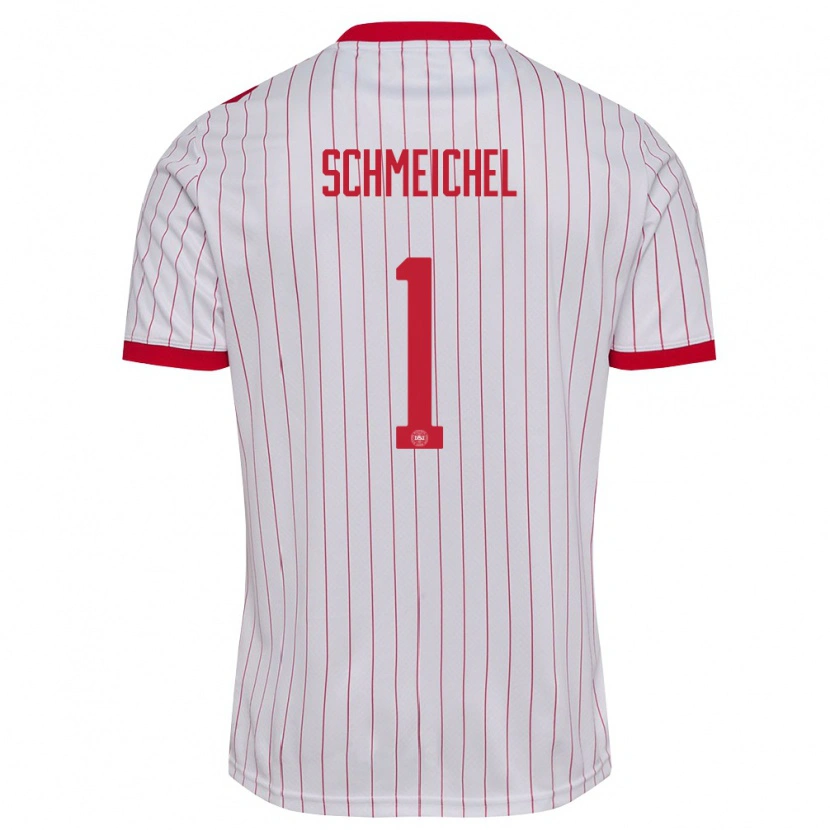 Danxen Kvinnor Danmark Kasper Schmeichel #1 Vit Röd Bortatröja Matchtröjor 26-28 Tröjor T-Tröja