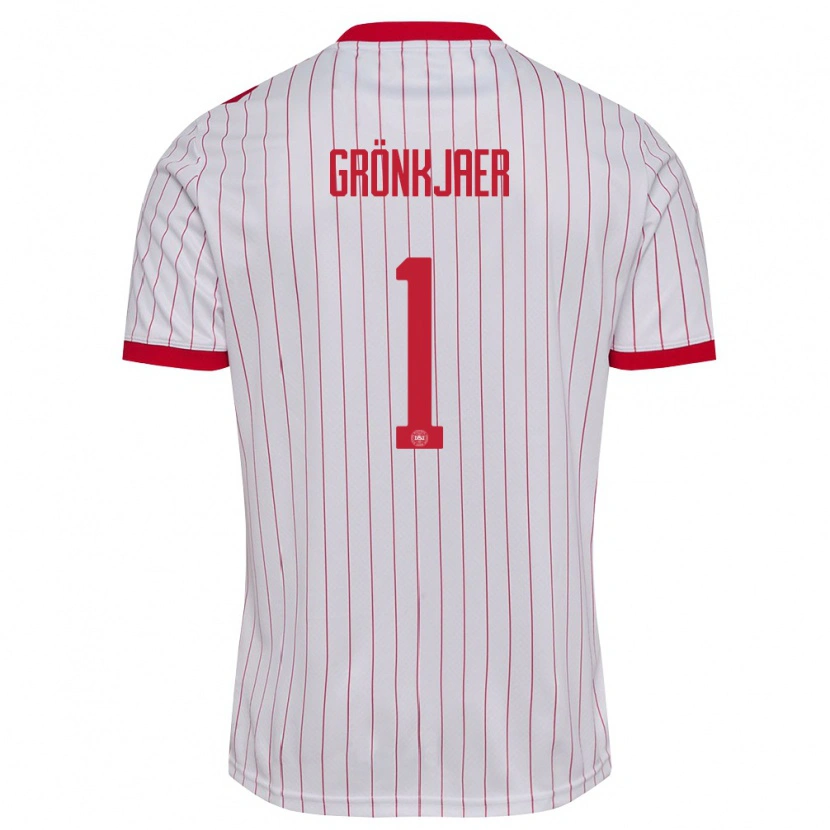 Danxen Kvinnor Danmark Bertil Grönkjaer #1 Vit Röd Bortatröja Matchtröjor 26-28 Tröjor T-Tröja