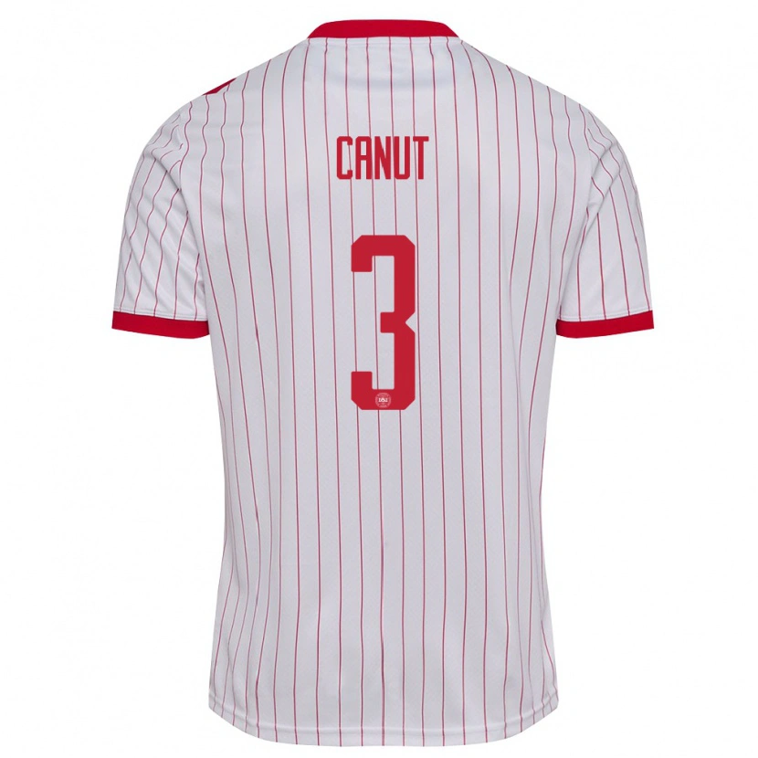 Danxen Kvinnor Danmark Raphael Canut #3 Vit Röd Bortatröja Matchtröjor 26-28 Tröjor T-Tröja