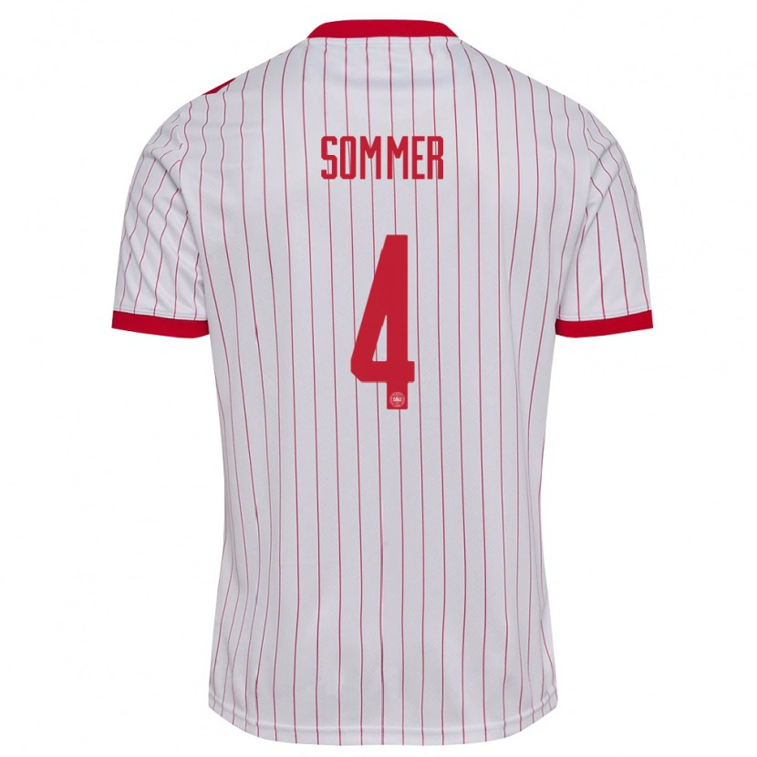 Danxen Kvinnor Danmark Felix Sommer #4 Vit Röd Bortatröja Matchtröjor 26-28 Tröjor T-Tröja