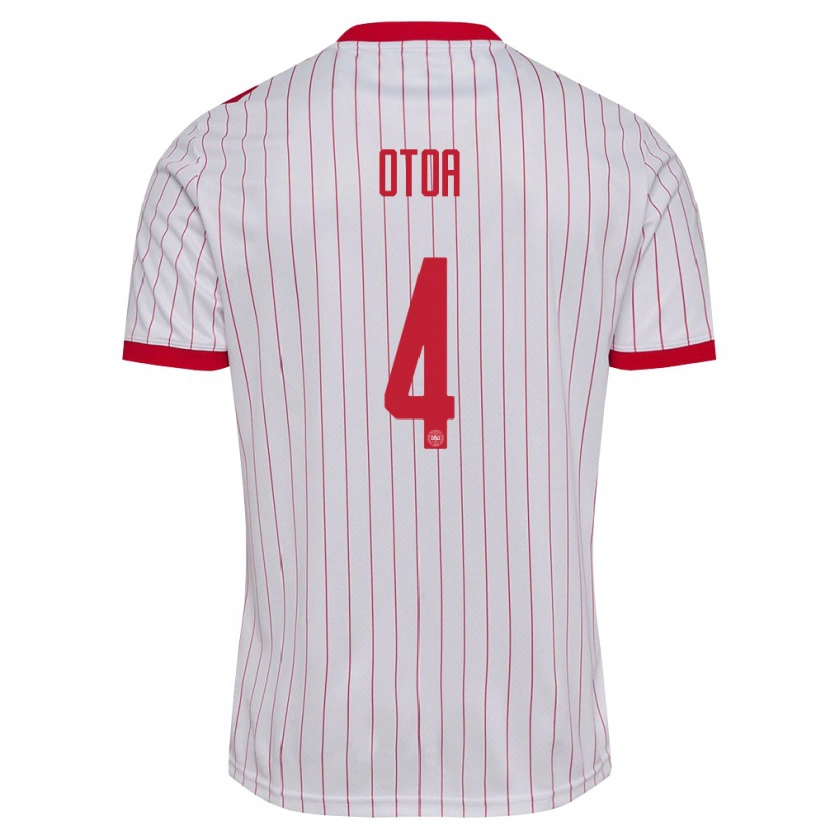 Danxen Kvinnor Danmark Sebastian Otoa #4 Vit Röd Bortatröja Matchtröjor 26-28 Tröjor T-Tröja